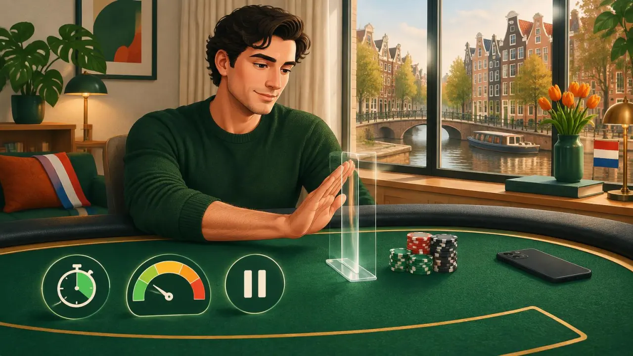 Nederlandse speler stelt een grens aan fiches en speeltijd bij een groene casinotafel